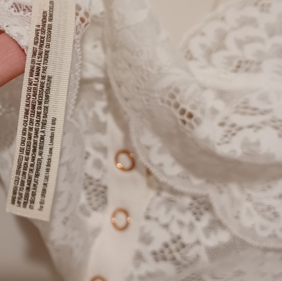 Free People Intimately Bralette Lace Bra Ivory Terra Combo Snap Button Closure - Picture 9 of 10